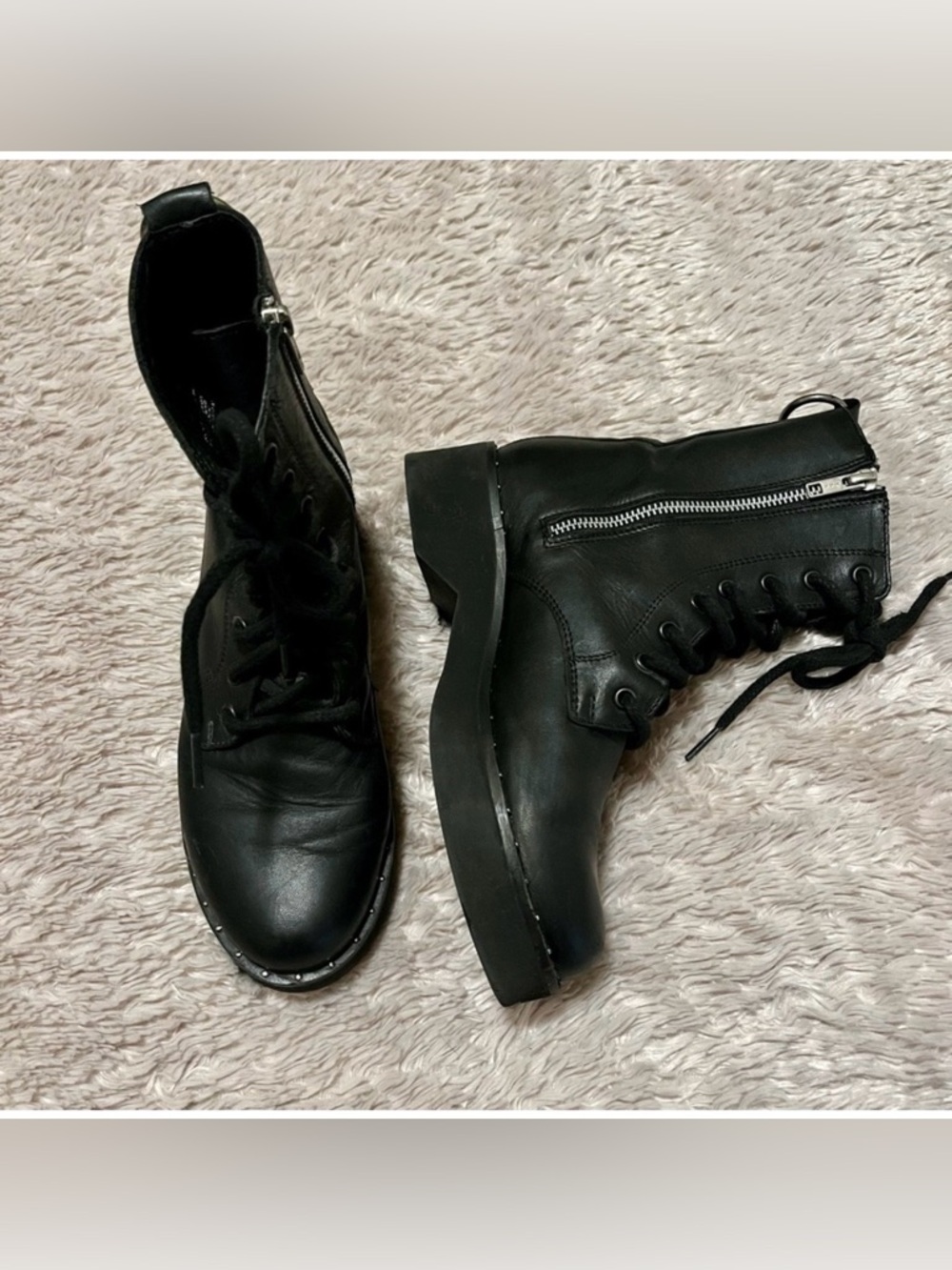 Steve Madden black Rocco leather combat boots